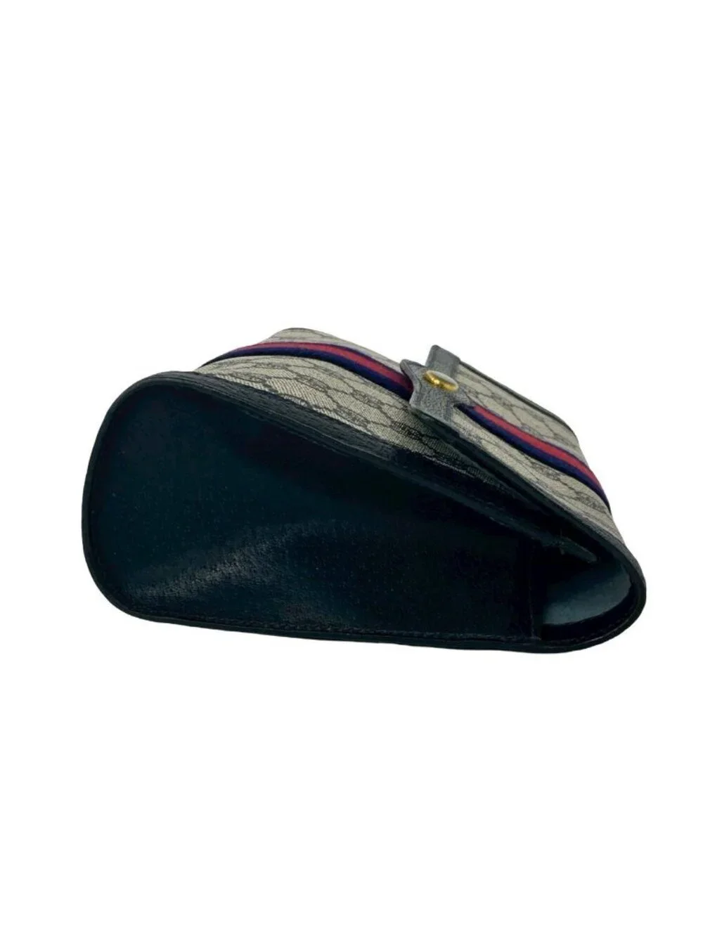 Gucci Vintage Sherry Line GG Logo Pattern Leather Clutch Navy